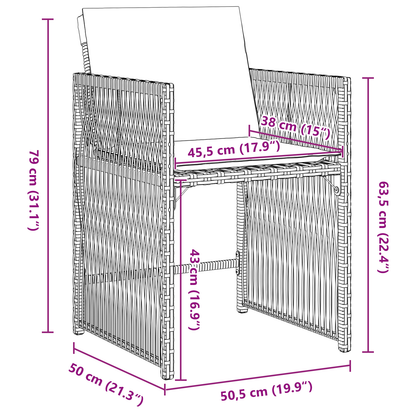 9-delt hage spisestel med puter Grå Poly-rotting
