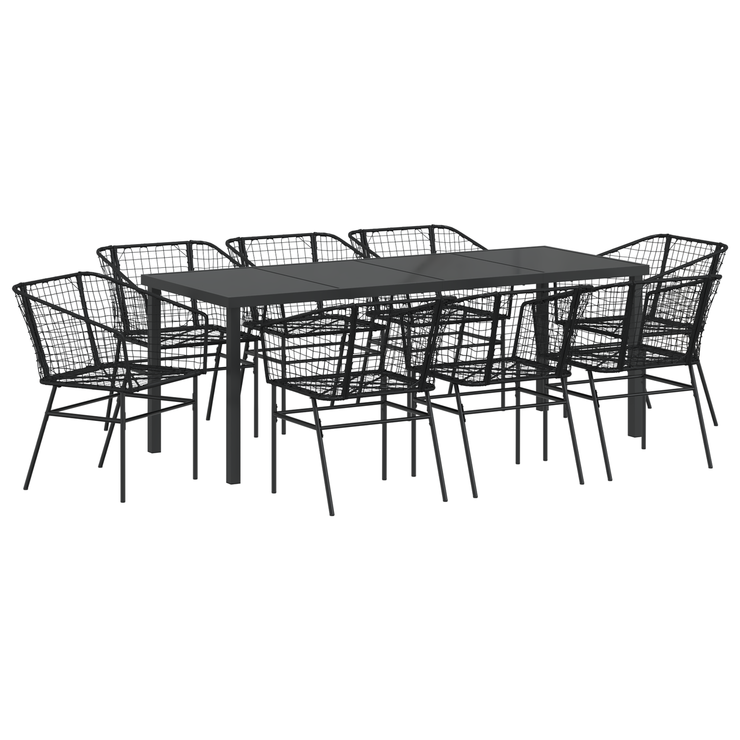 9-delt hagemøbelsett svart polyrotting