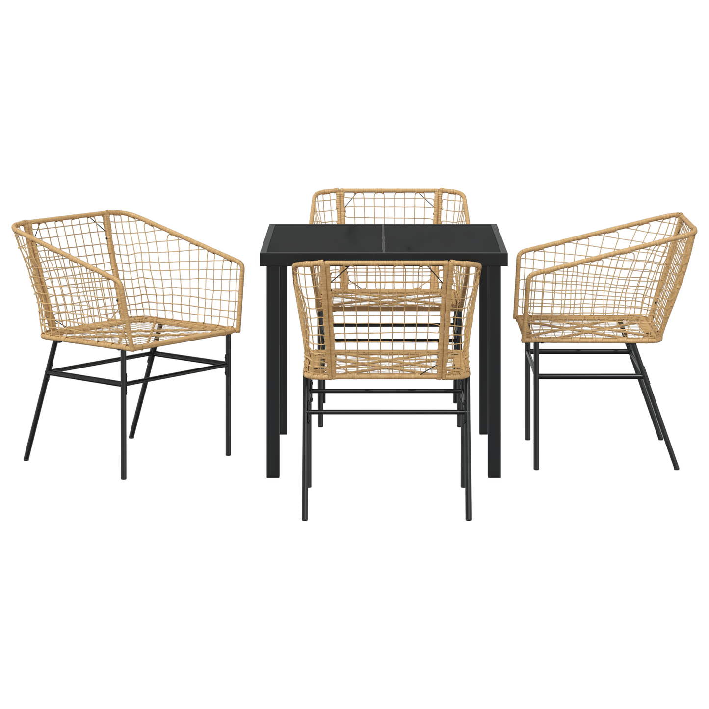 5 Delers Hage Spisegruppe Brun Poly Rattan