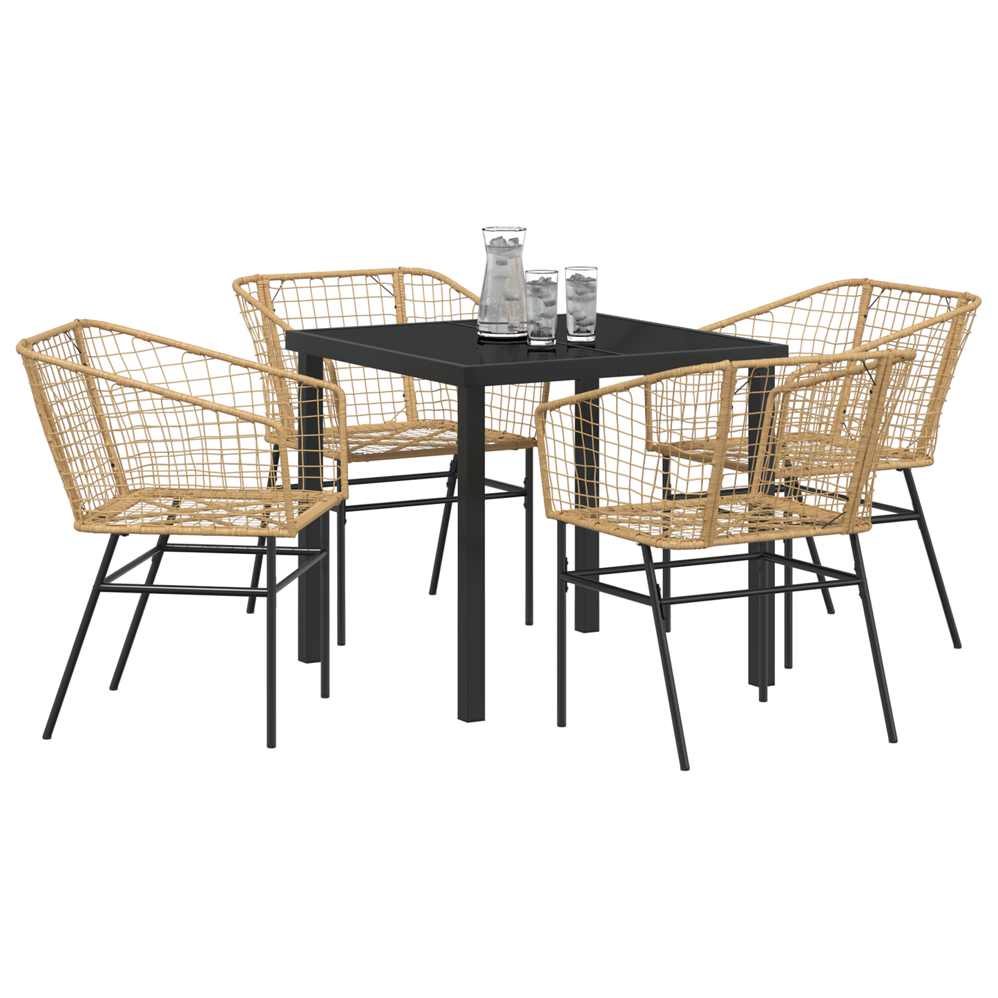 5 Delers Hage Spisegruppe Brun Poly Rattan