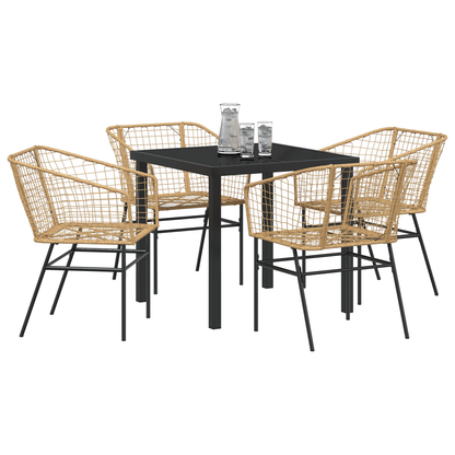 5 Delers Hage Spisegruppe Brun Poly Rattan