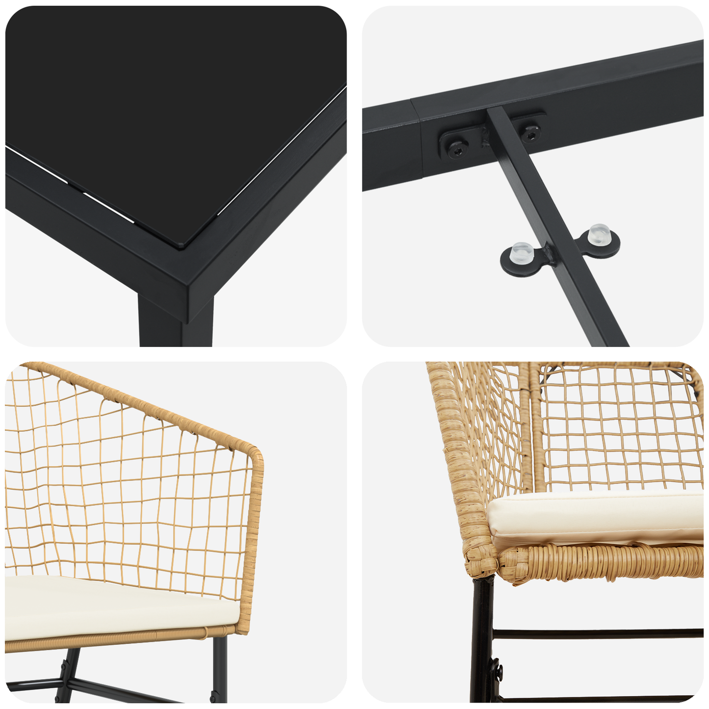 7 Delt Hagedining Sett med Puter Brun Poly Rott