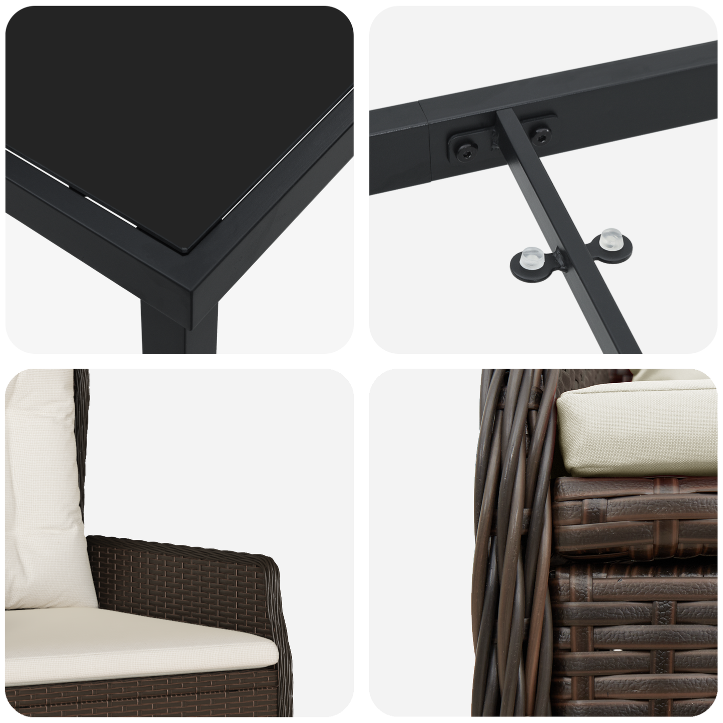 7 deler hage spisebordsett brunt polyrotting