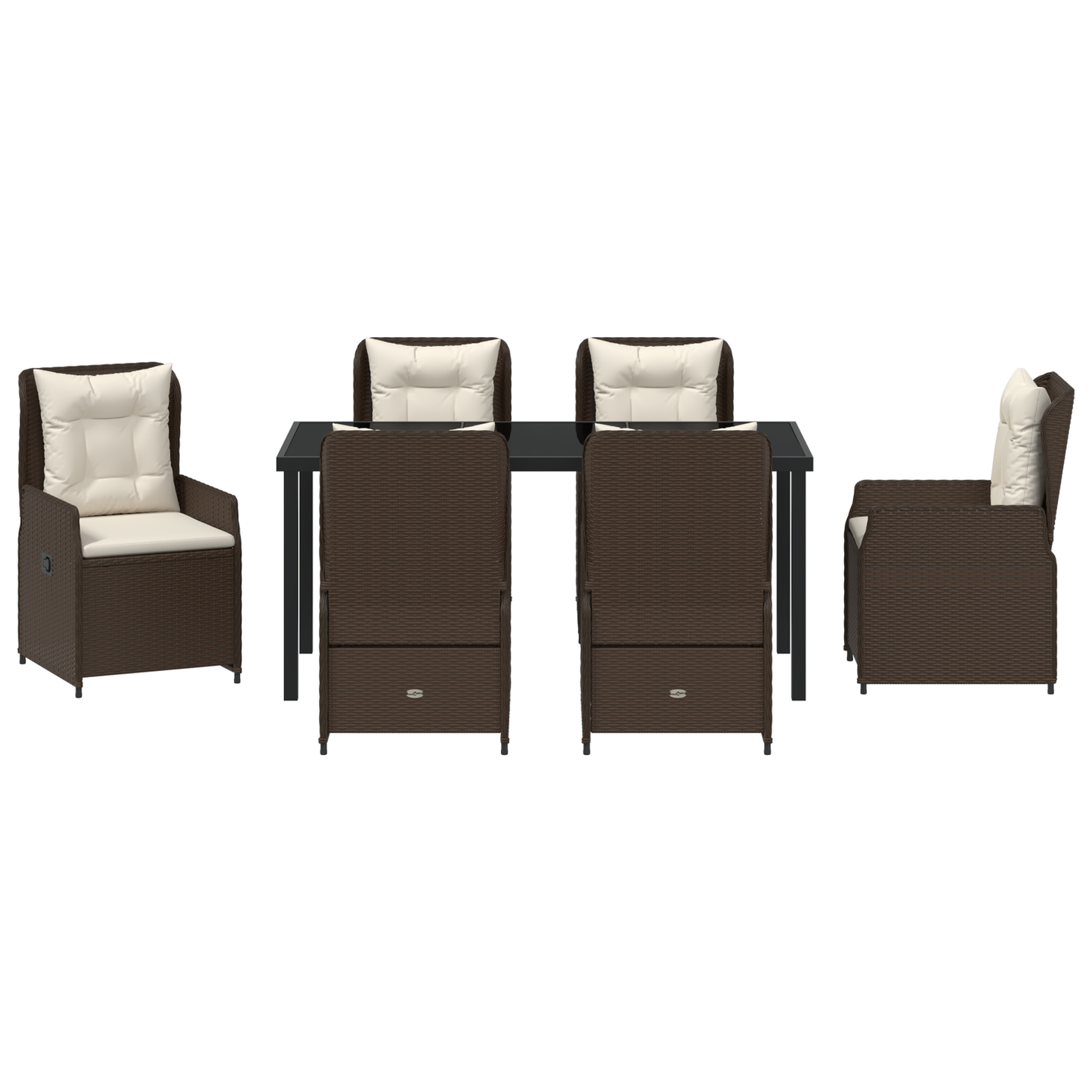 7 deler hage spisebordsett brunt polyrotting