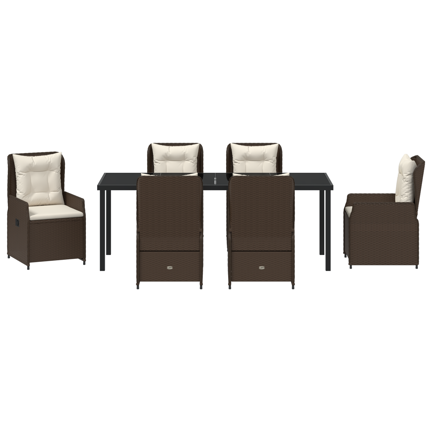 7-delt hagemøbelsett Brun Poly Rattan