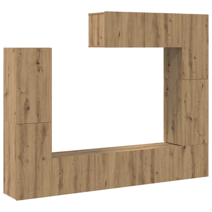7-delt TV-skapsett – Veggmontert, Eik, MDF