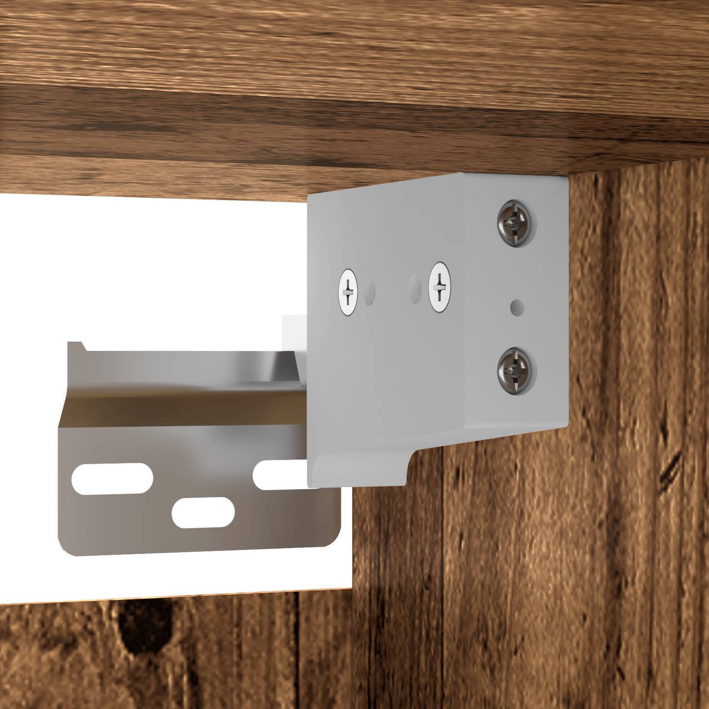 4-delt vegghengt TV-skapsett i gammelt tre