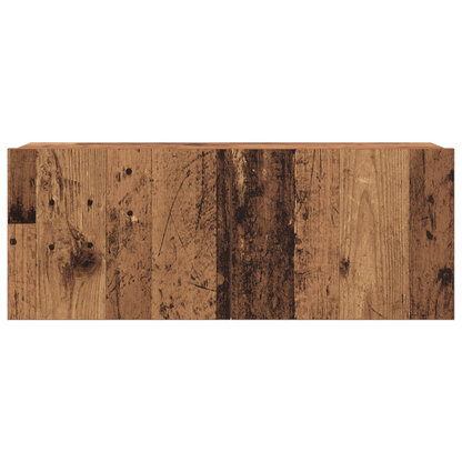 4-delt vegghengt TV-skapsett i gammelt tre