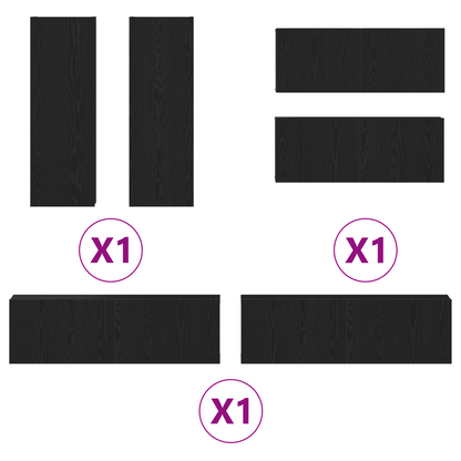 6-delt TV-skapsett - Gamelt tre-finish