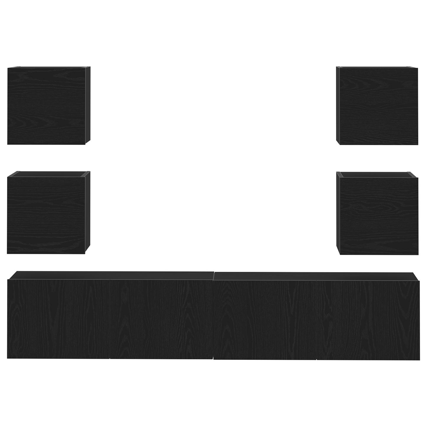 6-delt TV-skap sett - svart eik, konstruert tre