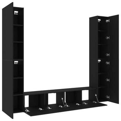 6-delt TV-skapsett svart eik konstruert tre