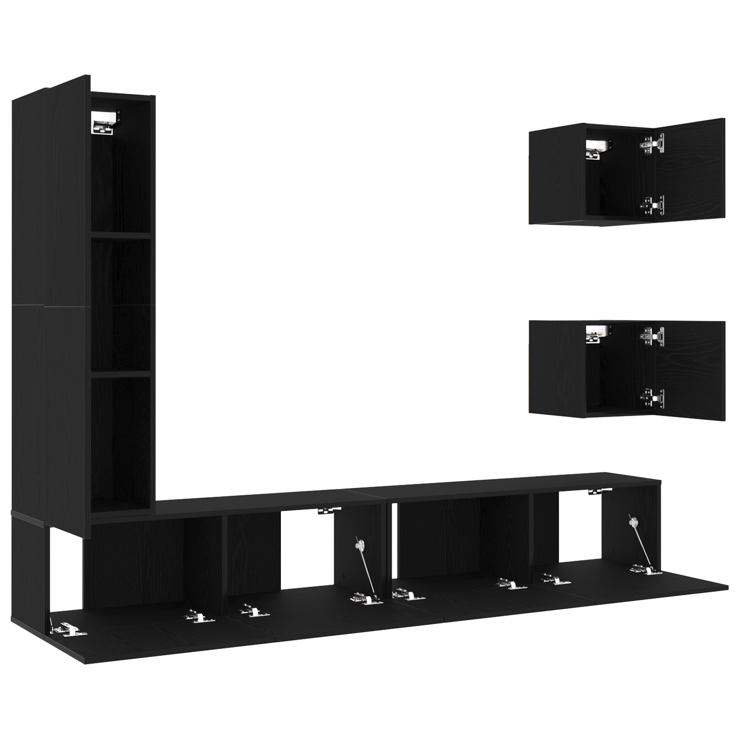 6-delt TV-skapsett i svart eik