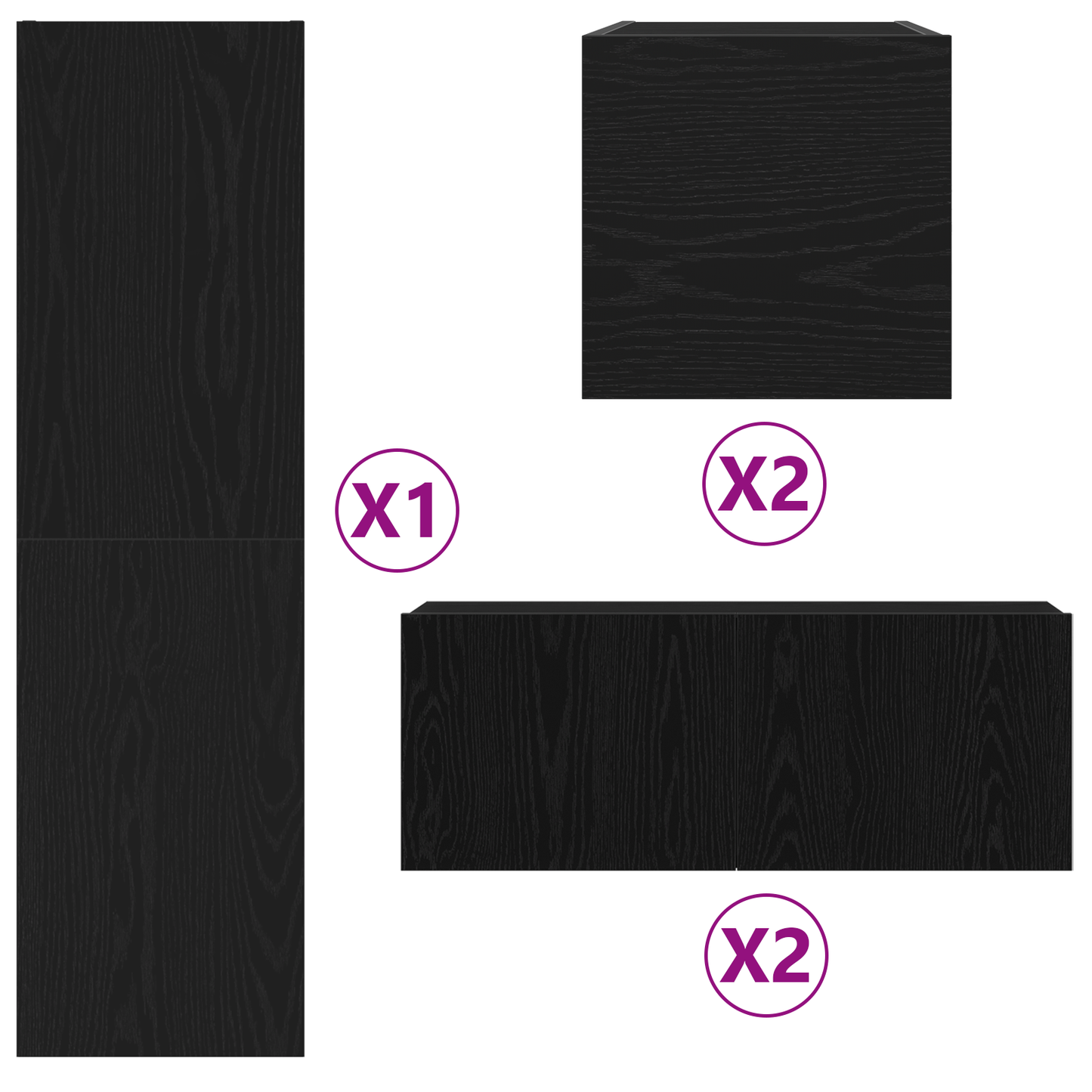 6-delt TV-skapsett i svart eik