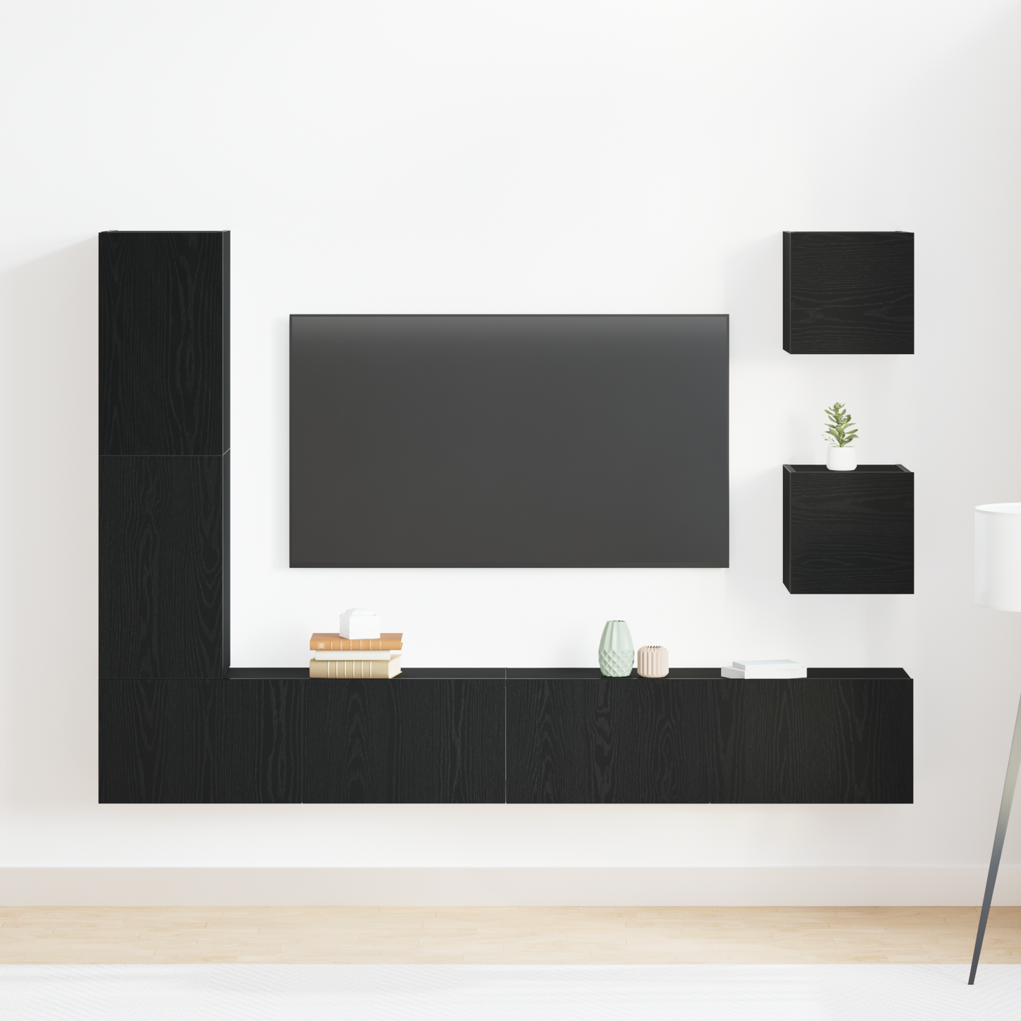 6-delt TV-skapsett i svart eik