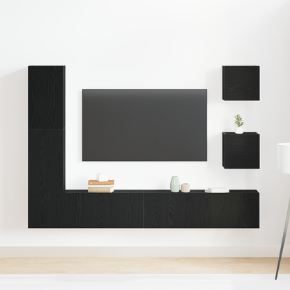 6-delt TV-skapsett i svart eik
