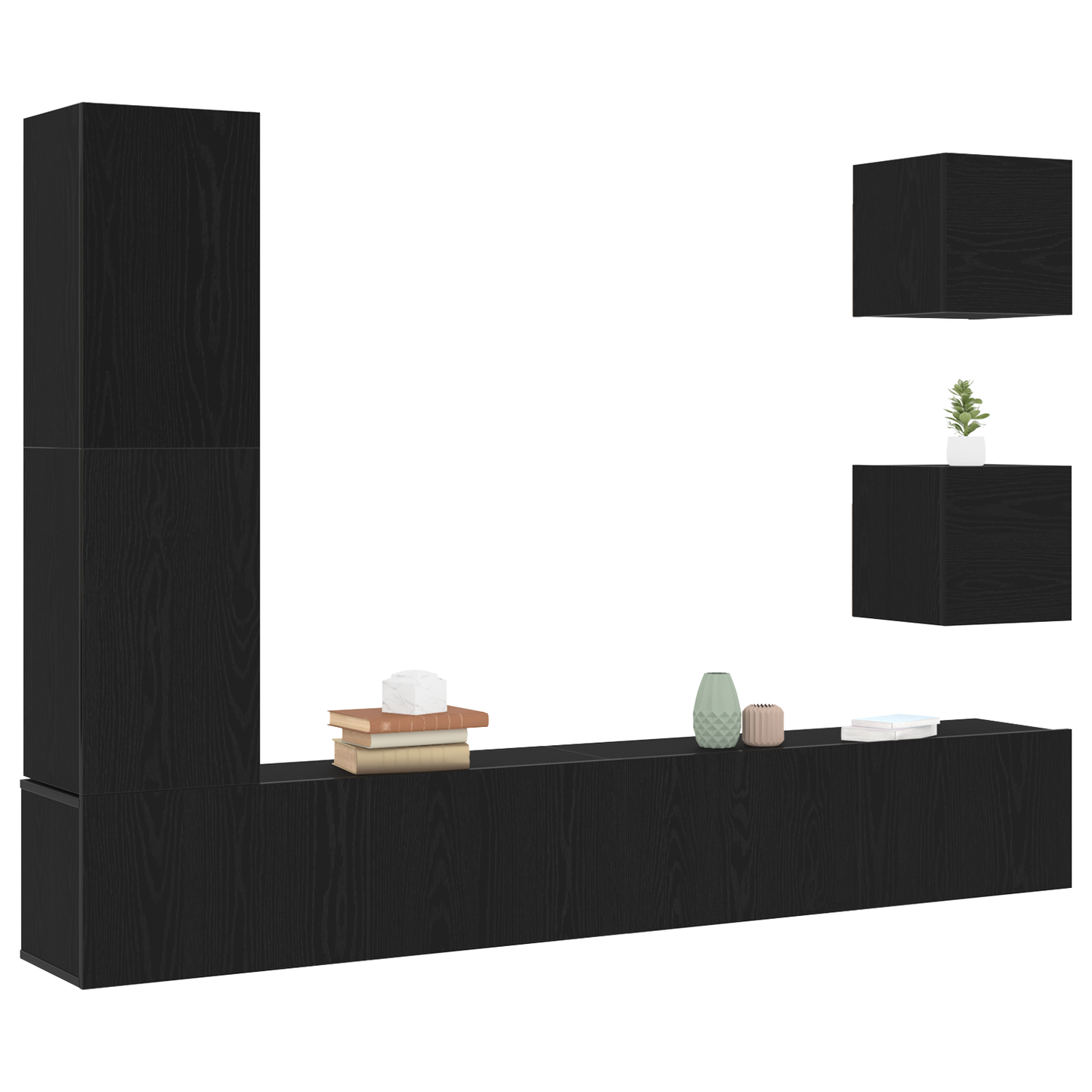 6-delt TV-skapsett i svart eik