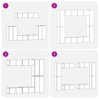 8-delt TV-skapsett - Veggmontert, svart eik, ingenert tre