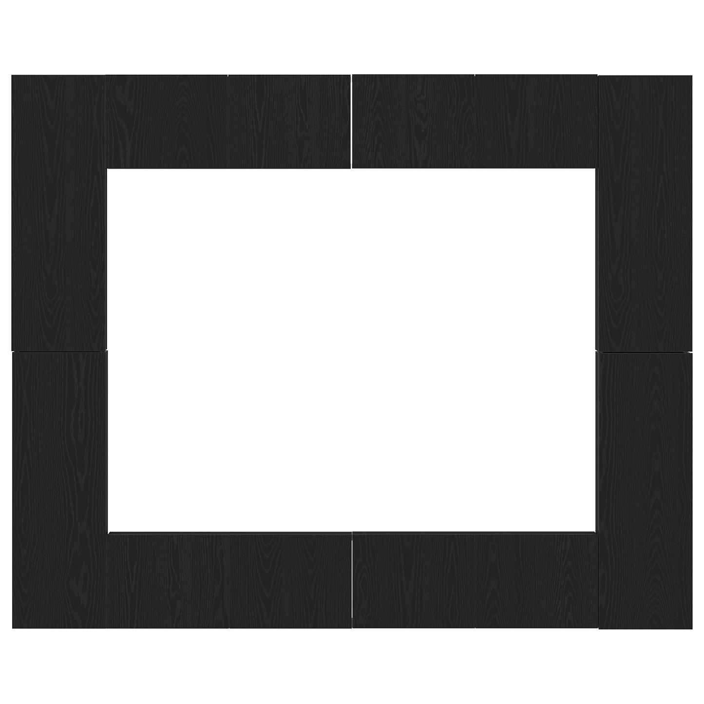 8-delt TV-skapsett - Veggmontert, svart eik, ingenert tre