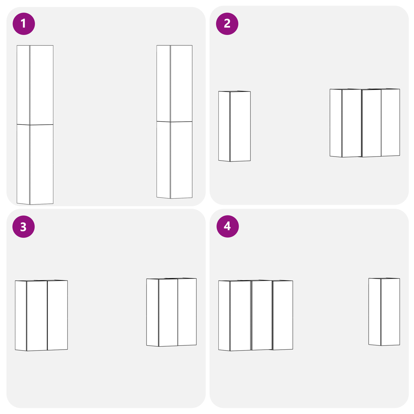 4-delt TV-stativsett i svart eik - 30,5 x 30 x 90 cm - Laget av ingeniørtre