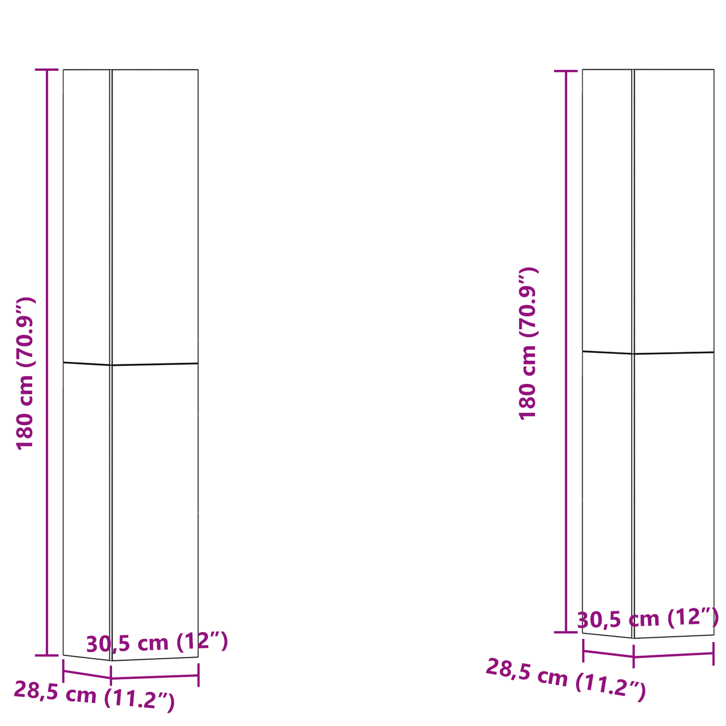 4-delt TV-stativsett i svart eik - 30,5 x 30 x 90 cm - Laget av ingeniørtre