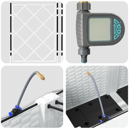 Hageplantere med Vanningssystem 3 stk Hvit