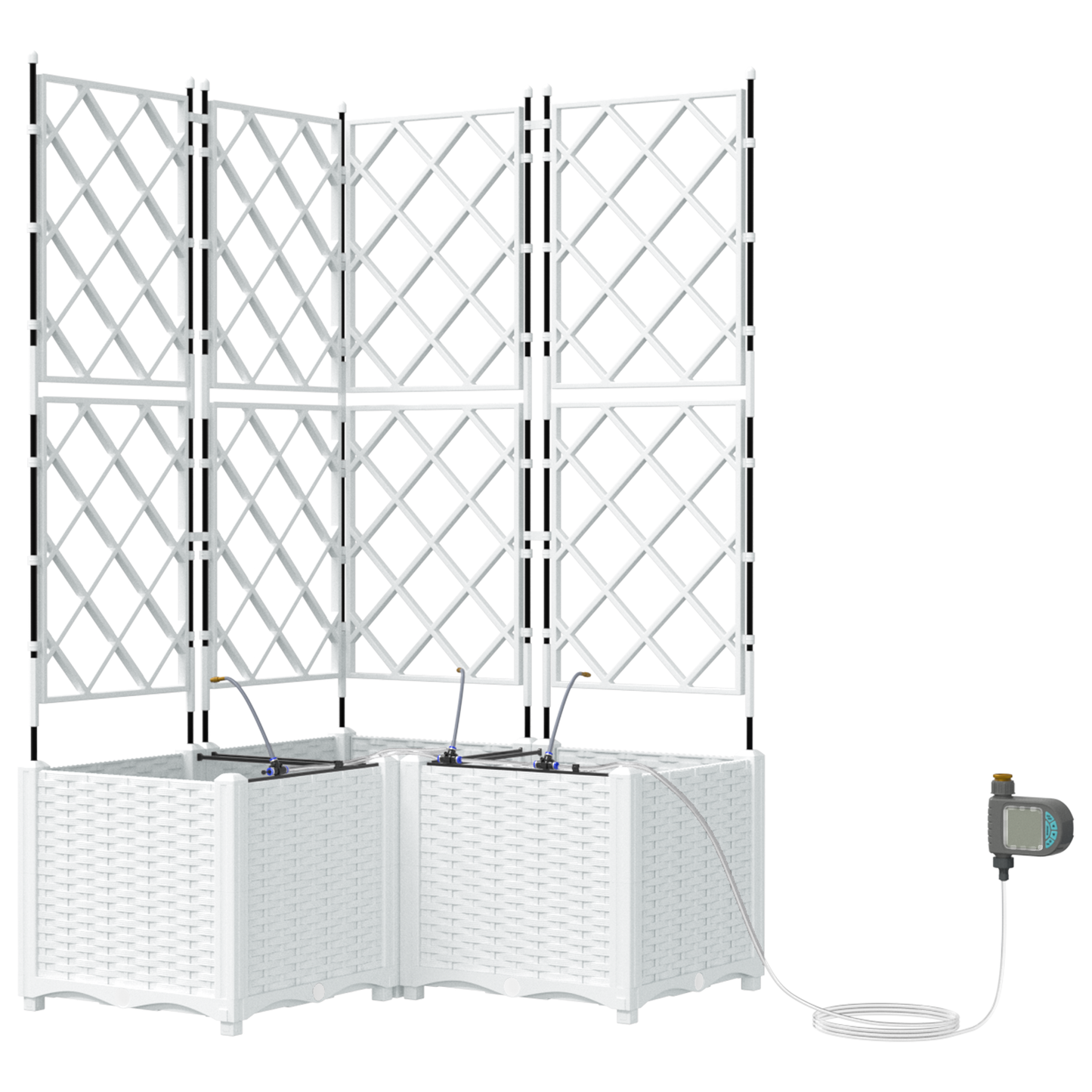 Hageplantere med Vanningssystem 3 stk Hvit