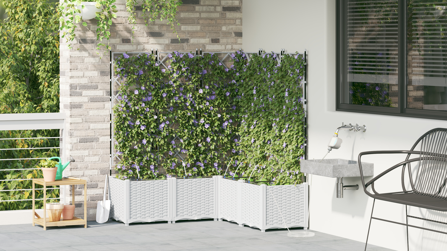 Hageplantere med vanningSystem 5 stk Hvit