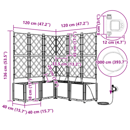 Hageplantere med vanningSystem 5 stk Hvit