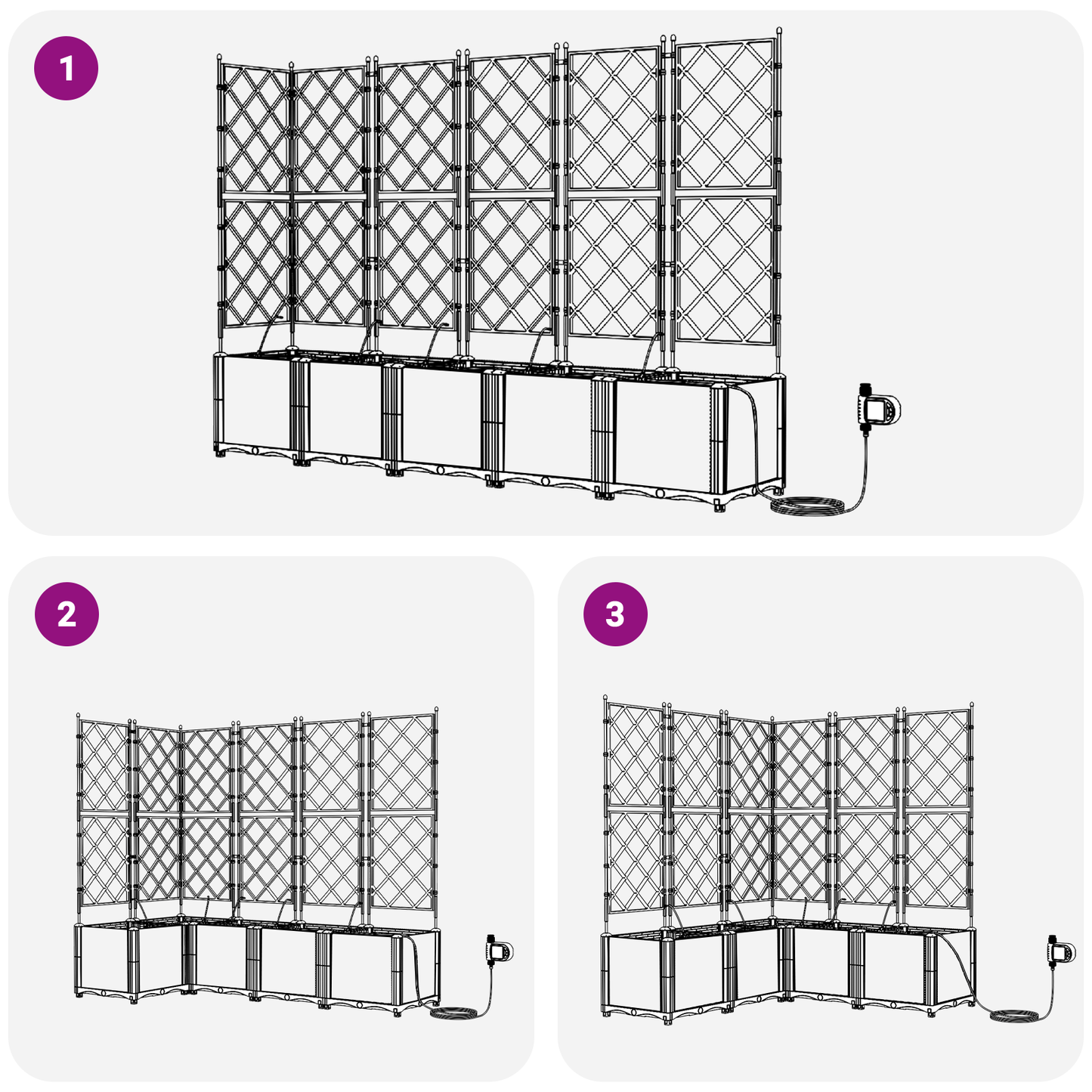 Hageplantere med vanningSystem 5 stk Hvit