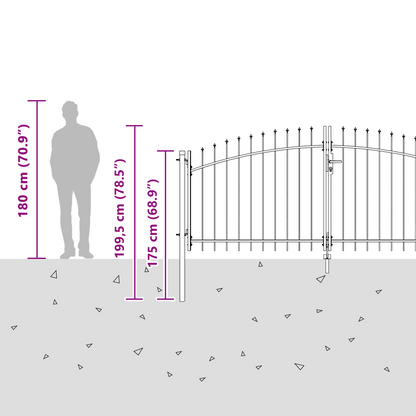 hageport med spydform Grå 150x400 cm Stål