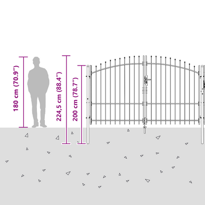 Hageport med Spydtop Grey 175x400 cm Stål