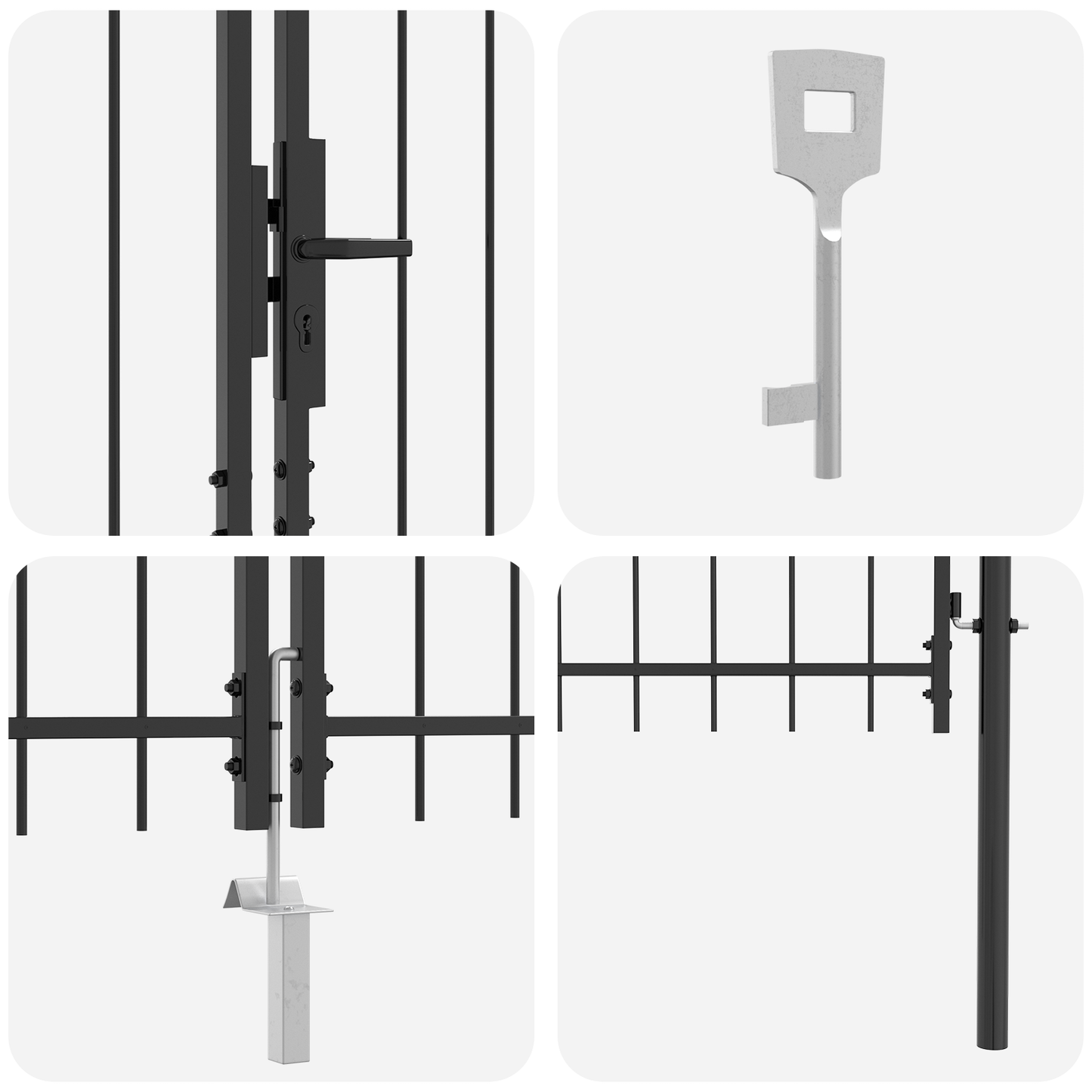 Hageport med spydtopp Grå 175x500 cm Stål