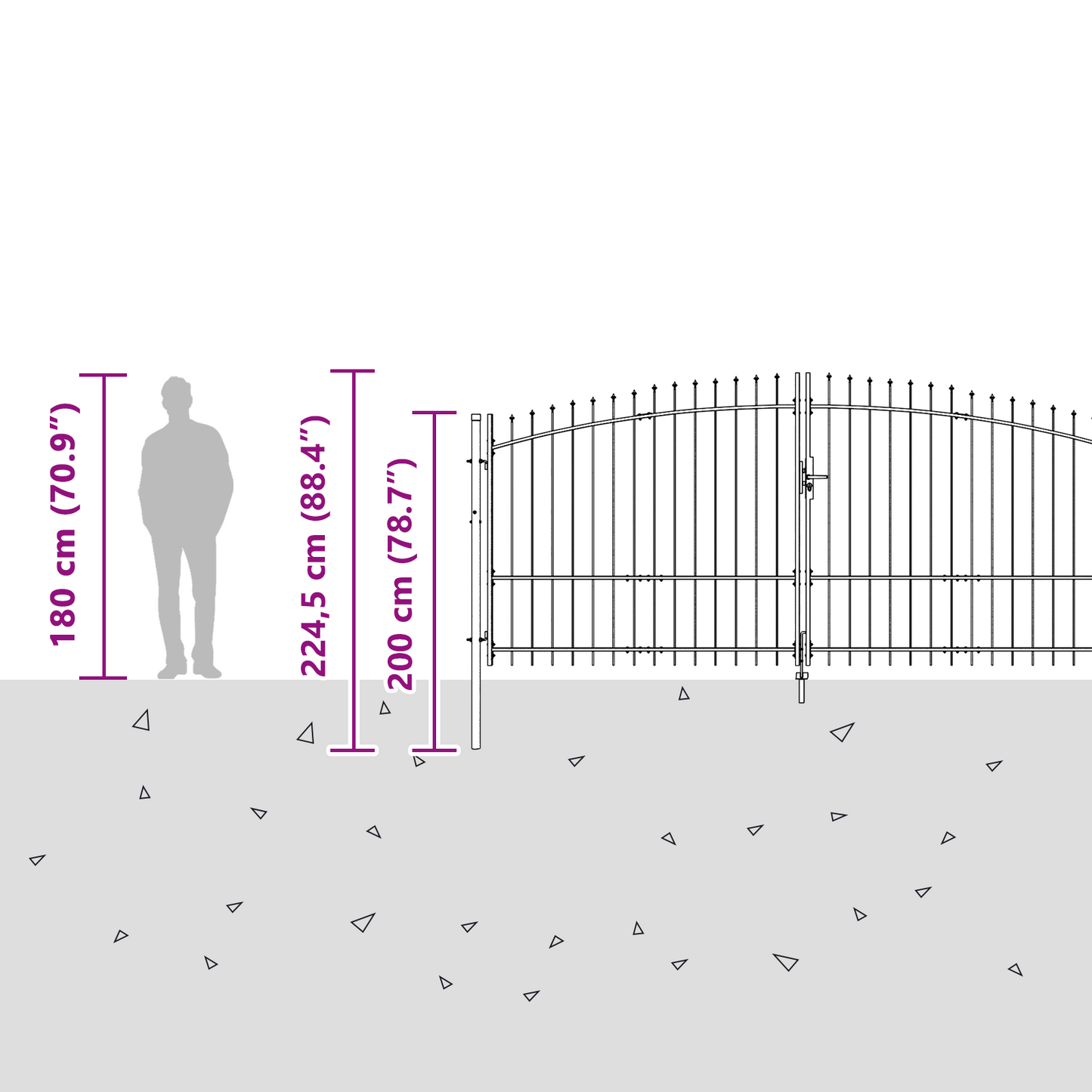 Hageport med spydtopp Grå 175x500 cm Stål