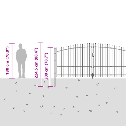 Hageport med spydtopp Grå 175x500 cm Stål