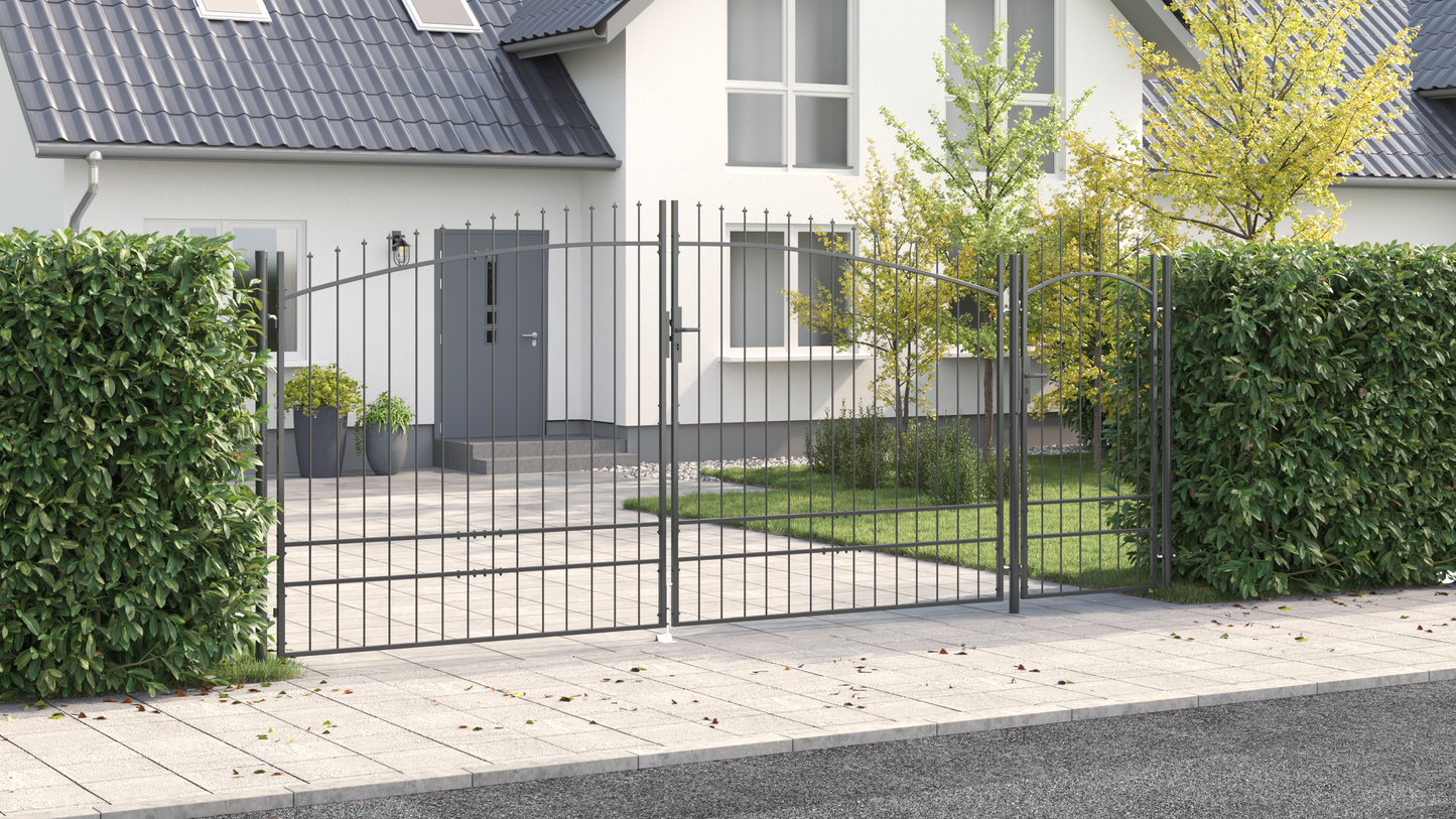 Hageport med spydtopp Grå 195x500 cm Stål