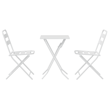 3-delt sammenleggbart bistro sett hvit stål