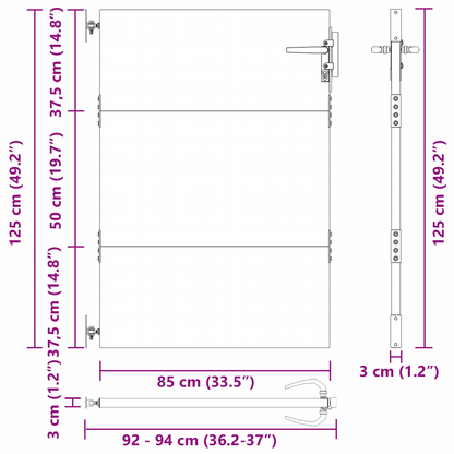 Hageport med lås Svart 105 x 125 cm Pulverlakkert stål