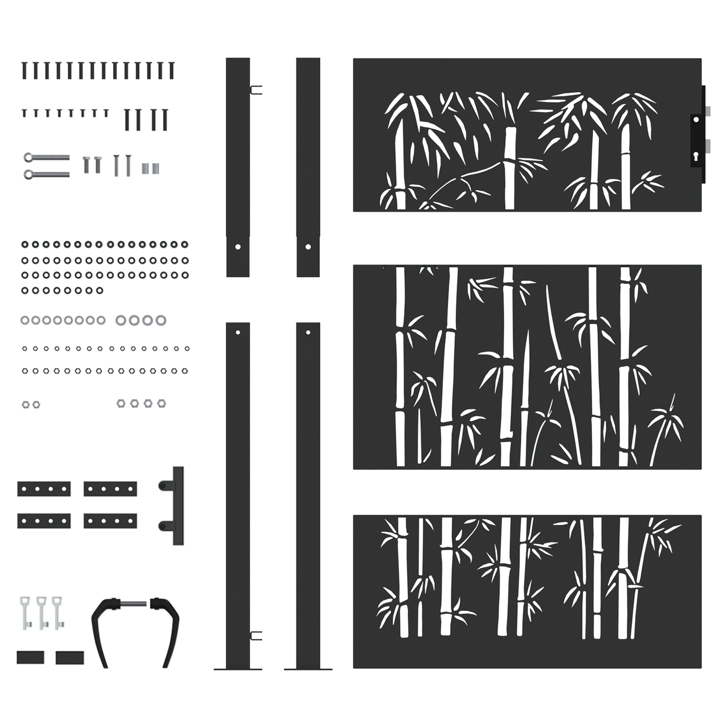Hageport Annet med lås Svart 105 x 125 cm Pulverlakkert stål