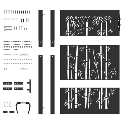 Hageport Annet med lås Svart 105 x 125 cm Pulverlakkert stål