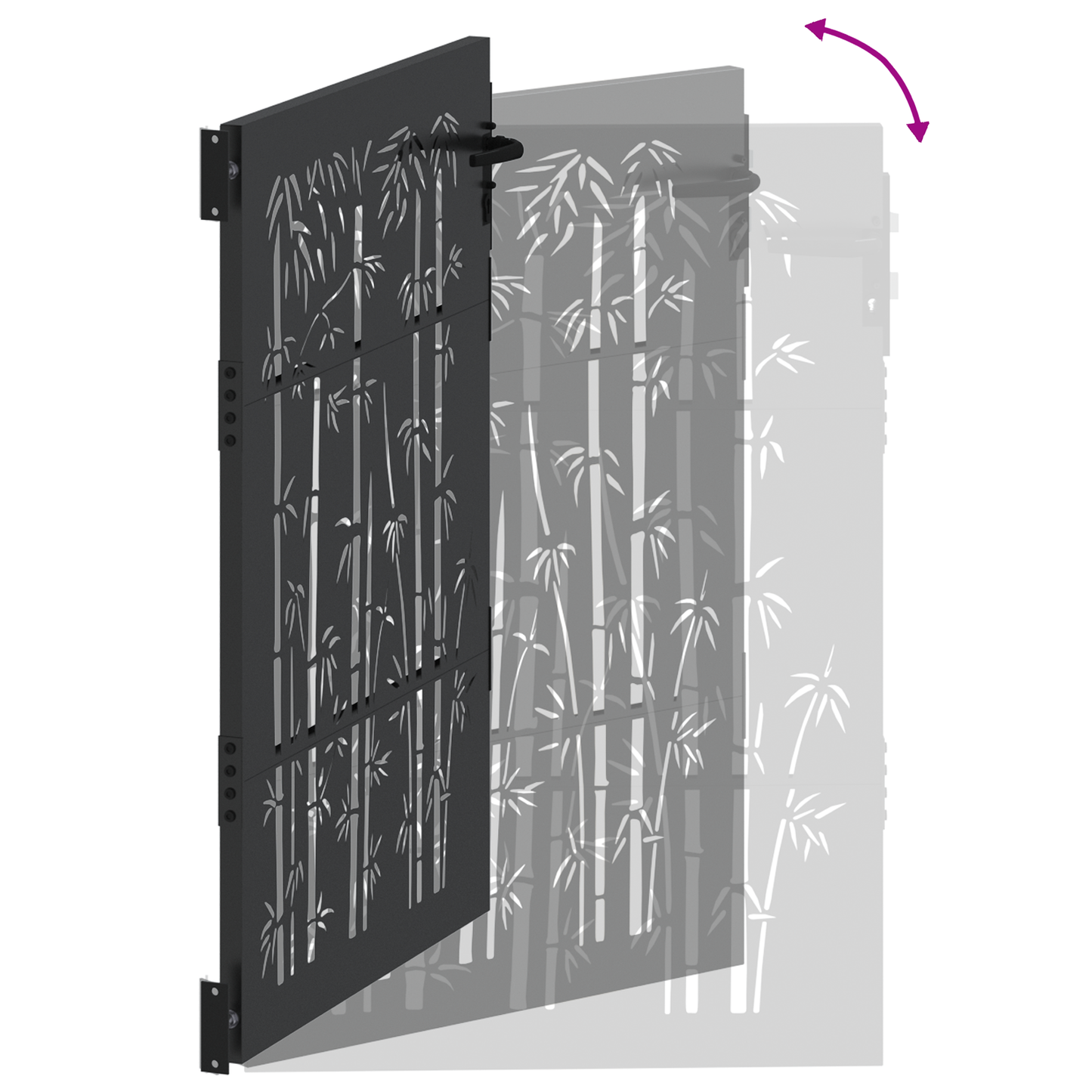 Hageport Annet med lås Svart 105 x 125 cm Pulverlakkert stål