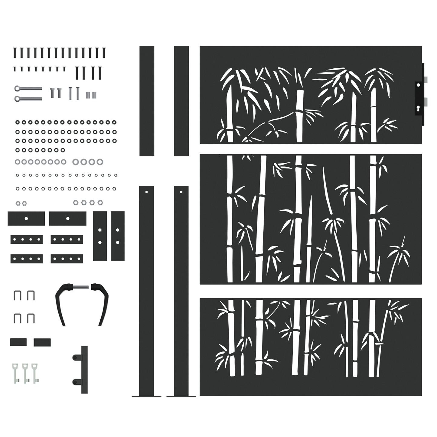Hageport Annet med lås Svart 105 x 150 cm Pulverlakkert stål