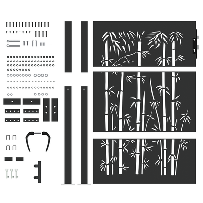 Hageport Annet med lås Svart 105 x 150 cm Pulverlakkert stål