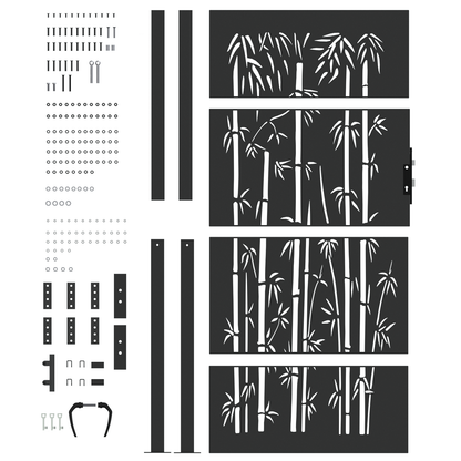 Hageport Annet med lås Svart 105 x 200 cm Pulverlakkert stål