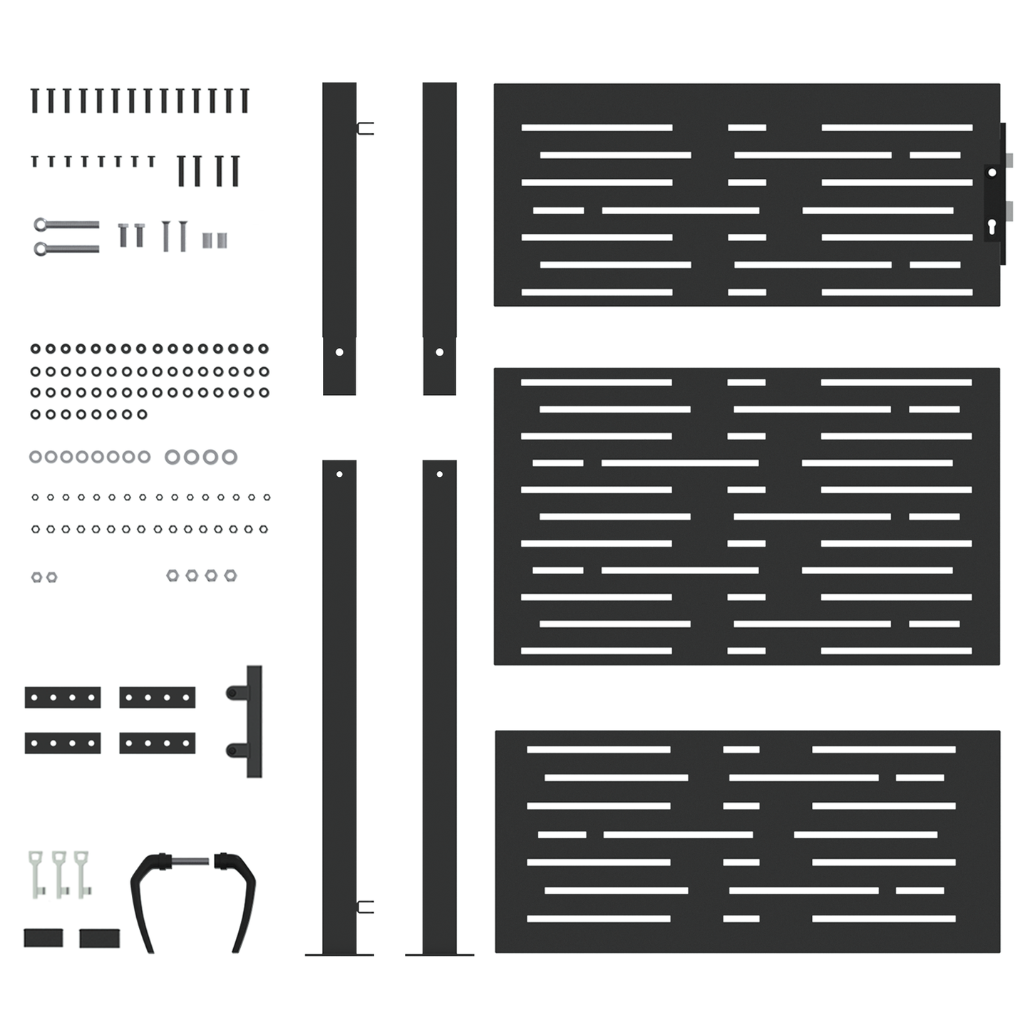 Hageport med lås Svart 105 x 125 cm Pulverlakkert stål