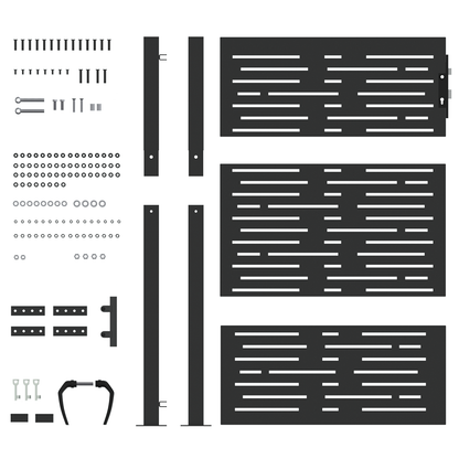 Hageport med lås Svart 105 x 125 cm Pulverlakkert stål