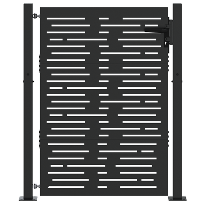 Hageport med lås Svart 105 x 125 cm Pulverlakkert stål