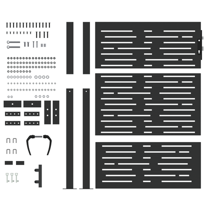 Hageport med lås Svart 105 x 150 cm Pulverlakkert stål