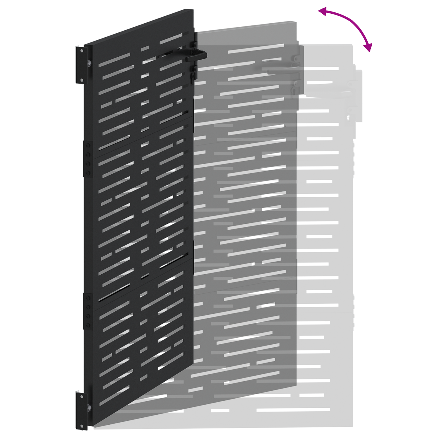 Hageport med lås Svart 105 x 150 cm Pulverlakkert stål