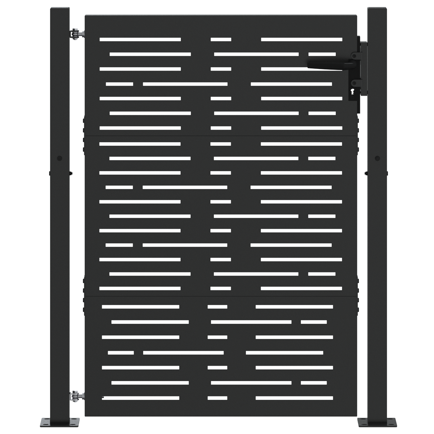 Hageport med lås Svart 105 x 150 cm Pulverlakkert stål