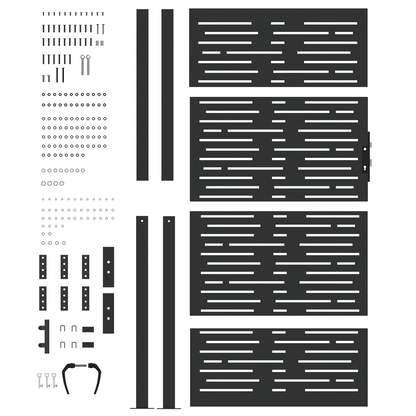 Hageport med lås Svart 105 x 175 cm Pulverlakkert stål